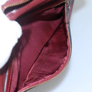 CARTIER Must Line Shoulder Bag Leather Wine Red Gold Auth 114043-21