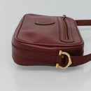 CARTIER Must Line Shoulder Bag Leather Wine Red Gold Auth 114043-3