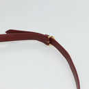 CARTIER Must Line Shoulder Bag Leather Wine Red Gold Auth 114043-8