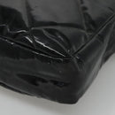 CHANEL Matelasse Shoulder Bag Patent leather Black Gold CC Auth 114045-15