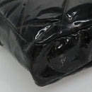 CHANEL Matelasse Shoulder Bag Patent leather Black Gold CC Auth 114045-16