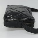 CHANEL Matelasse Shoulder Bag Patent leather Black Gold CC Auth 114045-3