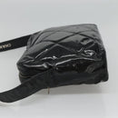 CHANEL Matelasse Shoulder Bag Patent leather Black Gold CC Auth 114045-4