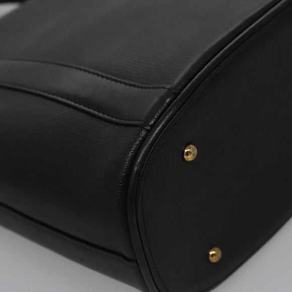 MCM Hand Bag Leather Black Gold Auth 114096