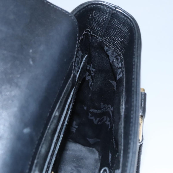 MCM Hand Bag Leather Black Gold Auth 114096