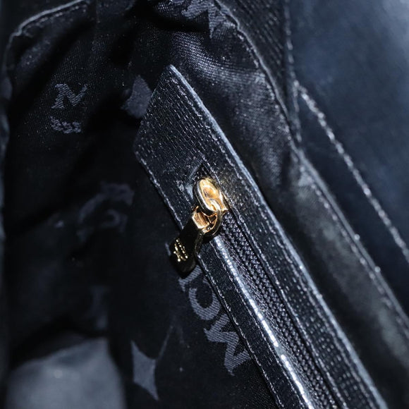 MCM Hand Bag Leather Black Gold Auth 114096