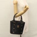 MCM Hand Bag Leather Black Gold Auth 114096-21