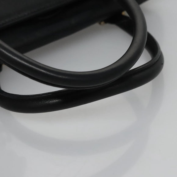 MCM Hand Bag Leather Black Gold Auth 114096