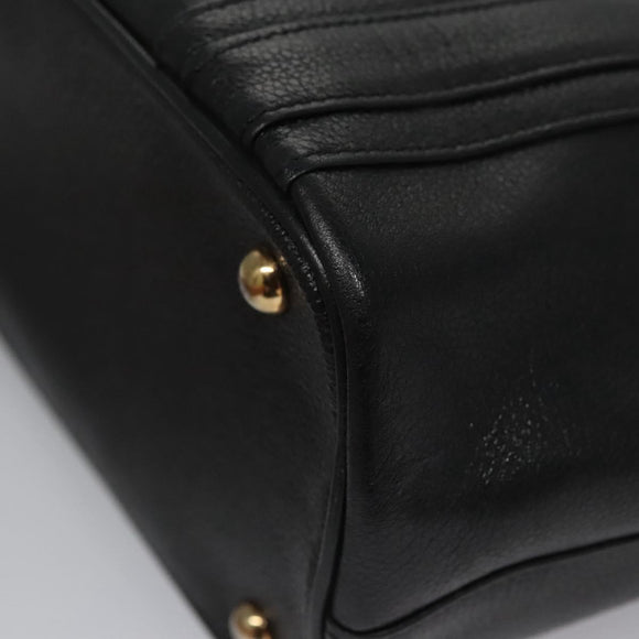 MCM Tote Bag Leather Black Gold Auth 114097