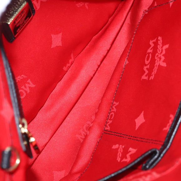 MCM Tote Bag Leather Black Gold Auth 114097