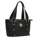 MCM Tote Bag Leather Black Gold Auth 114097-1