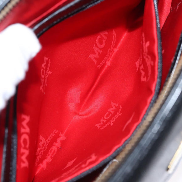 MCM Tote Bag Leather Black Gold Auth 114097