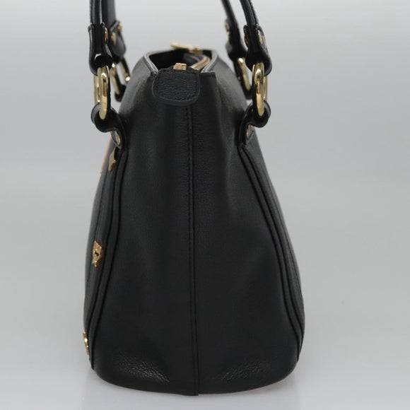 MCM Tote Bag Leather Black Gold Auth 114097