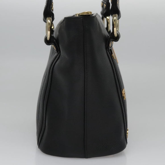 MCM Tote Bag Leather Black Gold Auth 114097