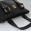 MCM Tote Bag Leather Black Gold Auth 114097-6