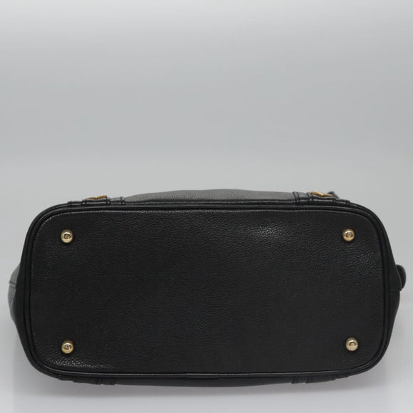 MCM Tote Bag Leather Black Gold Auth 114097