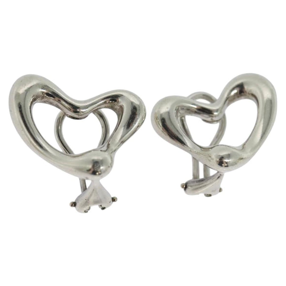 TIFFANY&Co. Open Heart Earring Ag925 Silver Auth 114149