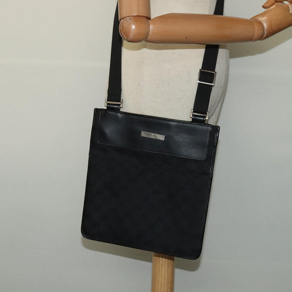 GUCCI GG Canvas Shoulder Bag Black 019 0348 Auth 114185