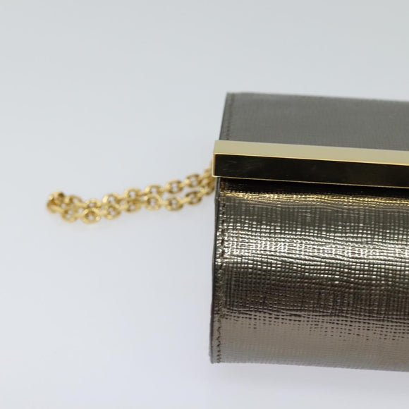 FENDI Chain Shoulder Bag Leather Gold Tone Auth 114194