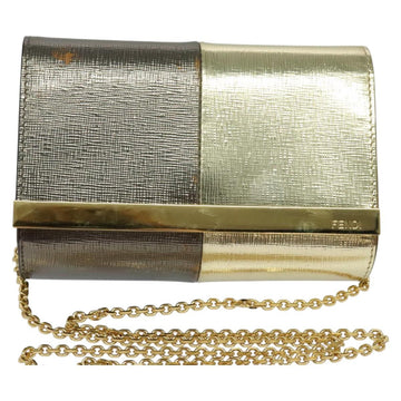 FENDI Chain Shoulder Bag Leather Gold Tone Auth 114194 - 0