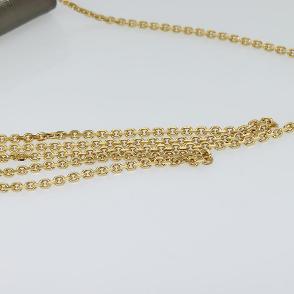 FENDI Chain Shoulder Bag Leather Gold Tone Auth 114194