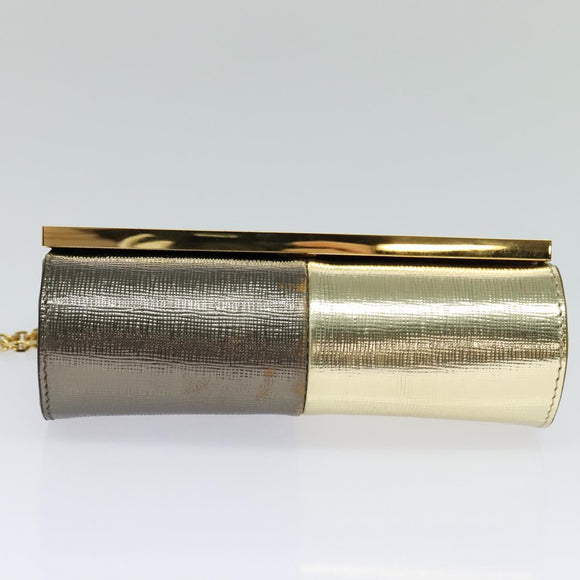 FENDI Chain Shoulder Bag Leather Gold Tone Auth 114194