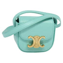 CELINE Triomphe Mini Claude Shoulder Bag Leather Light Blue Auth 114195AV-1