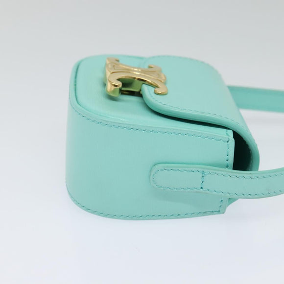 CELINE Triomphe Mini Claude Shoulder Bag Leather Light Blue Auth 114195AV