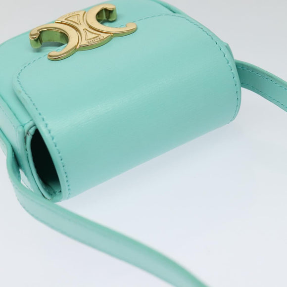 CELINE Triomphe Mini Claude Shoulder Bag Leather Light Blue Auth 114195AV