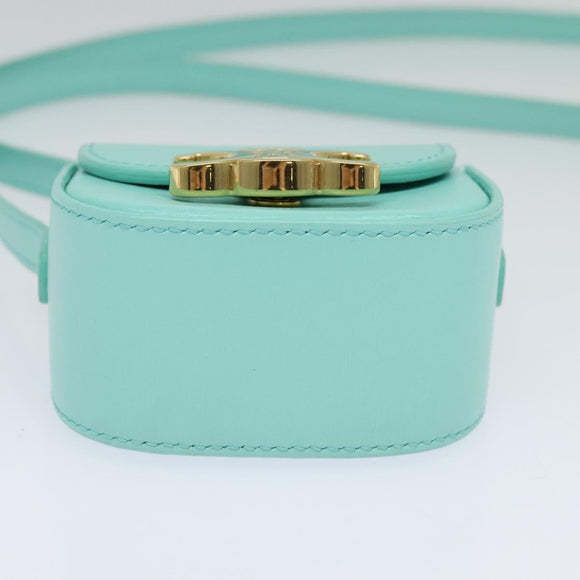 CELINE Triomphe Mini Claude Shoulder Bag Leather Light Blue Auth 114195AV