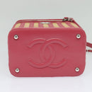 CHANEL Wicker Vanity Chain Shoulder Bag Rattan 2way Pink Silver CC Auth 114200AM-5