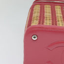 CHANEL Wicker Vanity Chain Shoulder Bag Rattan 2way Pink Silver CC Auth 114200AM-16
