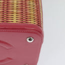 CHANEL Wicker Vanity Chain Shoulder Bag Rattan 2way Pink Silver CC Auth 114200AM-19