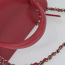 CHANEL Wicker Vanity Chain Shoulder Bag Rattan 2way Pink Silver CC Auth 114200AM-7