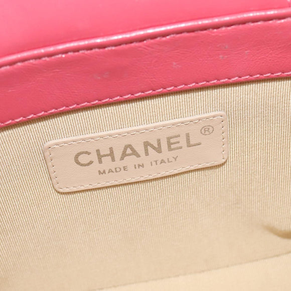 CHANEL Wicker Vanity Chain Shoulder Bag Rattan 2way Pink Silver CC Auth 114201SAM