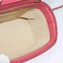 CHANEL Wicker Vanity Chain Shoulder Bag Rattan 2way Pink Silver CC Auth 114201AM-23
