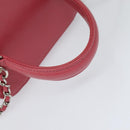 CHANEL Wicker Vanity Chain Shoulder Bag Rattan 2way Pink Silver CC Auth 114201AM-14