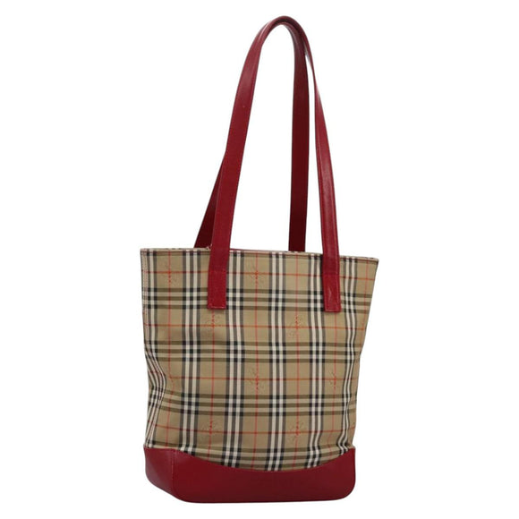 BURBERRY Nova Check Tote Bag Canvas Beige Auth 114210