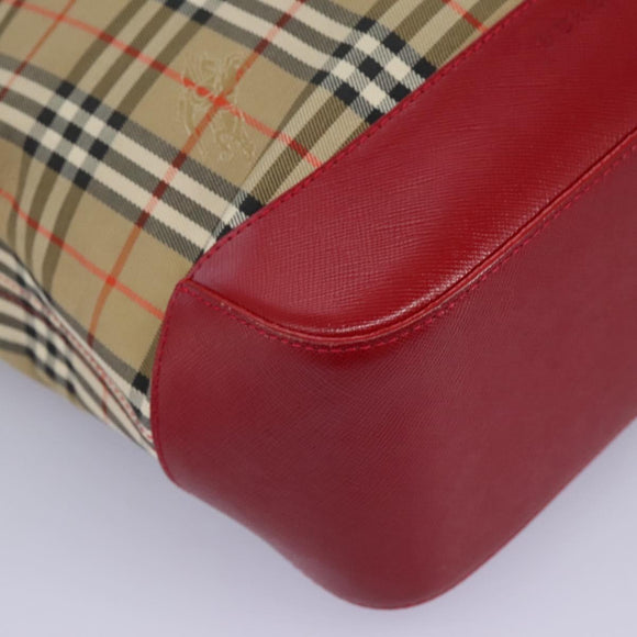 BURBERRY Nova Check Tote Bag Canvas Beige Auth 114210