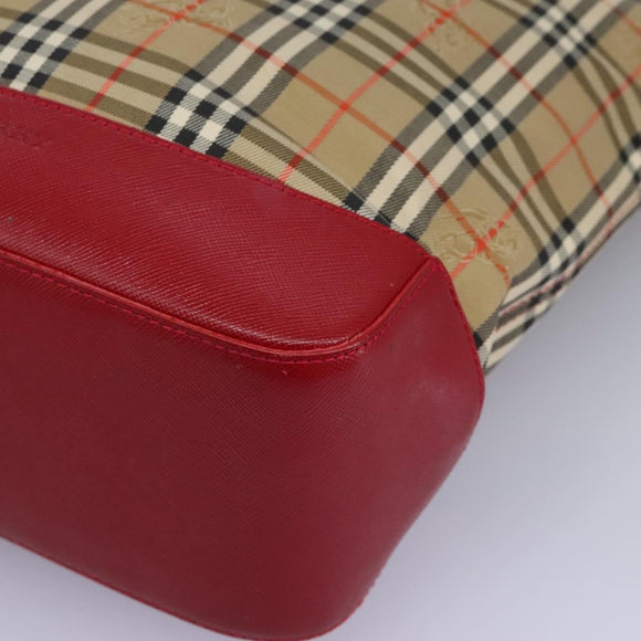 BURBERRY Nova Check Tote Bag Canvas Beige Auth 114210