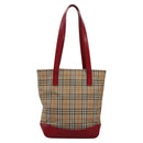 BURBERRY Nova Check Tote Bag Canvas Beige Auth 114210-13