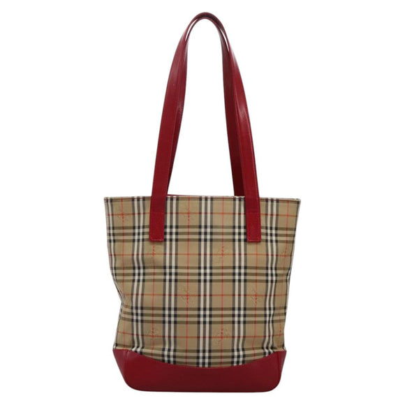 BURBERRY Nova Check Tote Bag Canvas Beige Auth 114210
