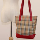 BURBERRY Nova Check Tote Bag Canvas Beige Auth 114210-21