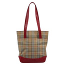 BURBERRY Nova Check Tote Bag Canvas Beige Auth 114210-2