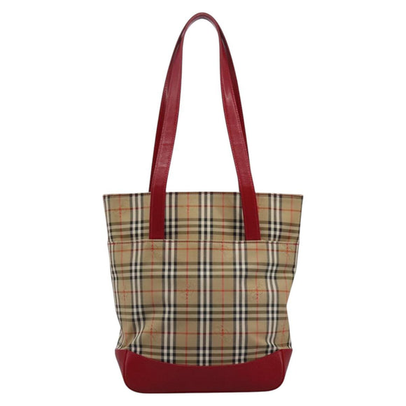 BURBERRY Nova Check Tote Bag Canvas Beige Auth 114210