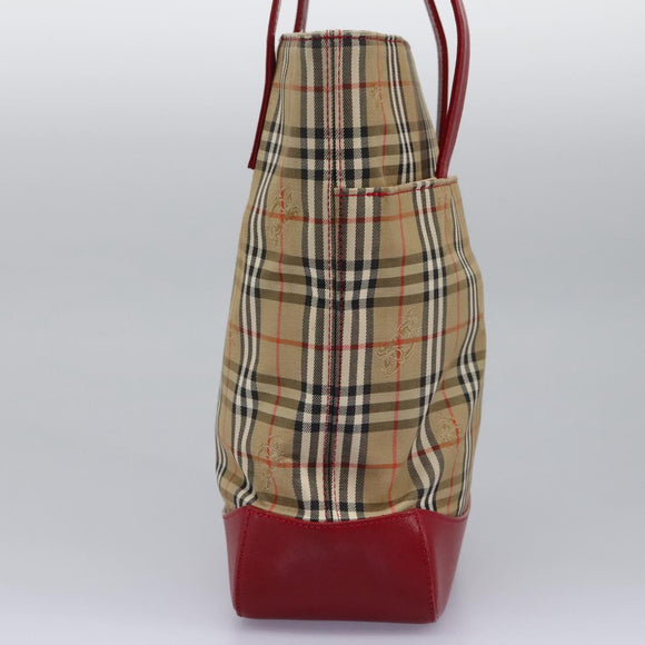 BURBERRY Nova Check Tote Bag Canvas Beige Auth 114210