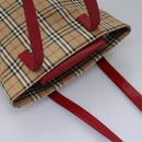 BURBERRY Nova Check Tote Bag Canvas Beige Auth 114210-6