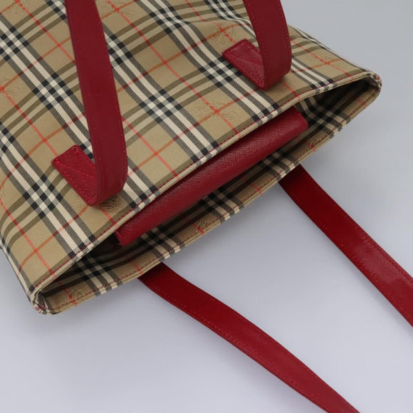 BURBERRY Nova Check Tote Bag Canvas Beige Auth 114210