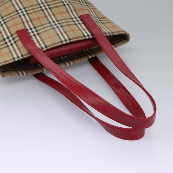 BURBERRY Nova Check Tote Bag Canvas Beige Auth 114210
