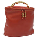 LOEWE Velazquez Vanity Hand Bag Leather Metal Red Gold Auth 114213-1